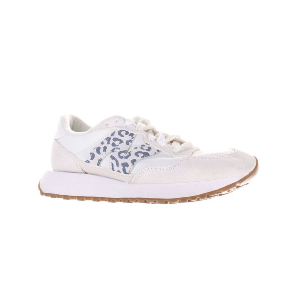 New Balance White and Light Gray Leopard Accent Women's Athletic Sneakers